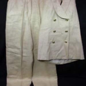 BARBARA TAYLOR Beige 100% Linen 2Pc Pant Suit